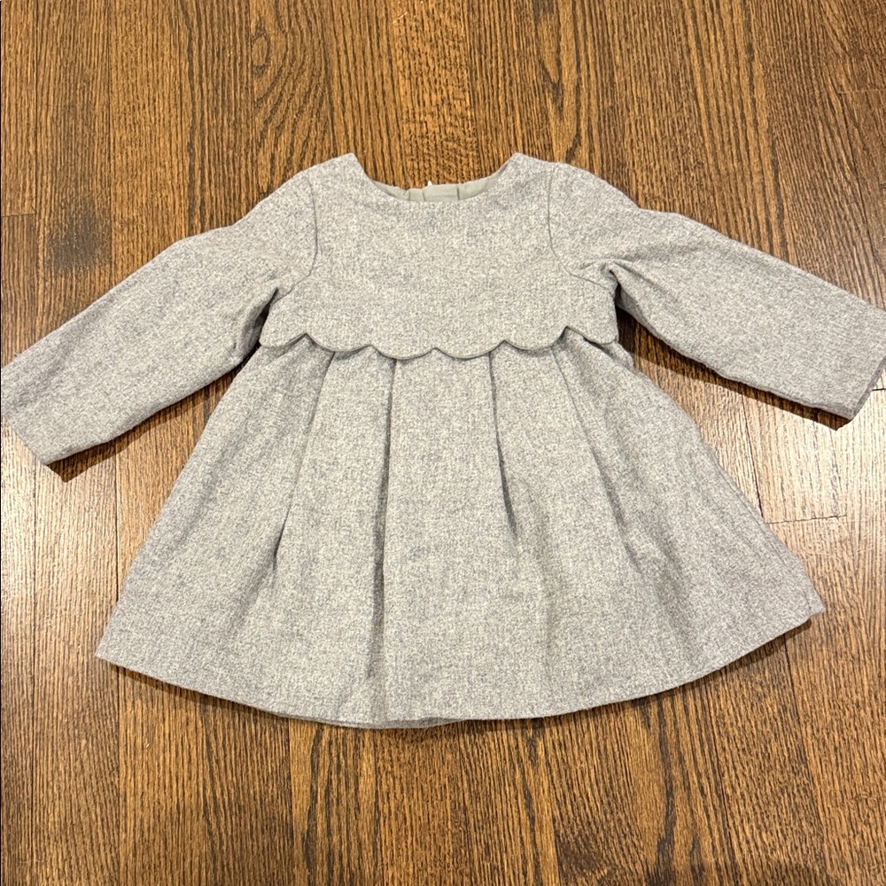 Jacadi Gray Scalloped Dress 18 Months